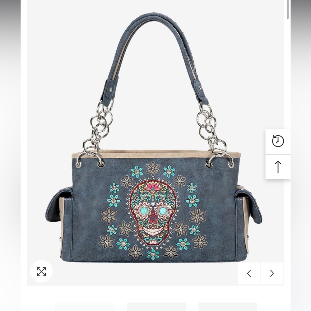 Montana West Embroidered Sugar Skull Conceal and Carry Satchel